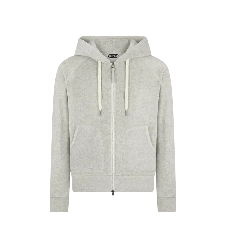 TOWELLING ZIP HOODIE LIGHT GREY online